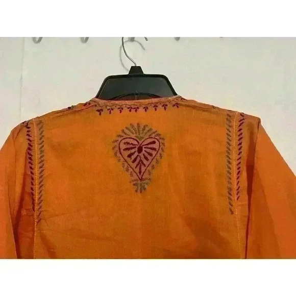 Orange Women Kurti Kurta Ethnic Sz Small Embroidered Tunic Dress Indian 0068 - Picture 7 of 7